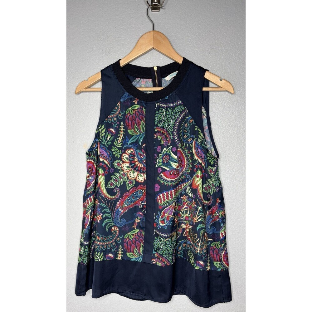 Desigual Floral Tank Top Womens SMALL Global Traveler Maximalist Indie Eclectic